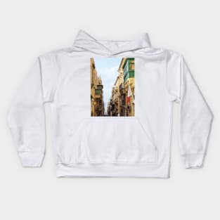 Street view of Valletta Malta Kids Hoodie